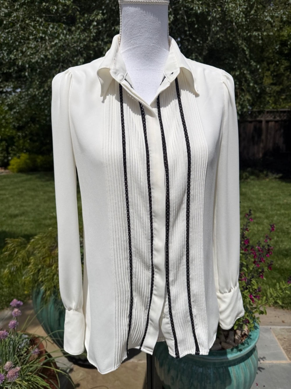 WHBM Collared Pin-tucked Dress Blouse